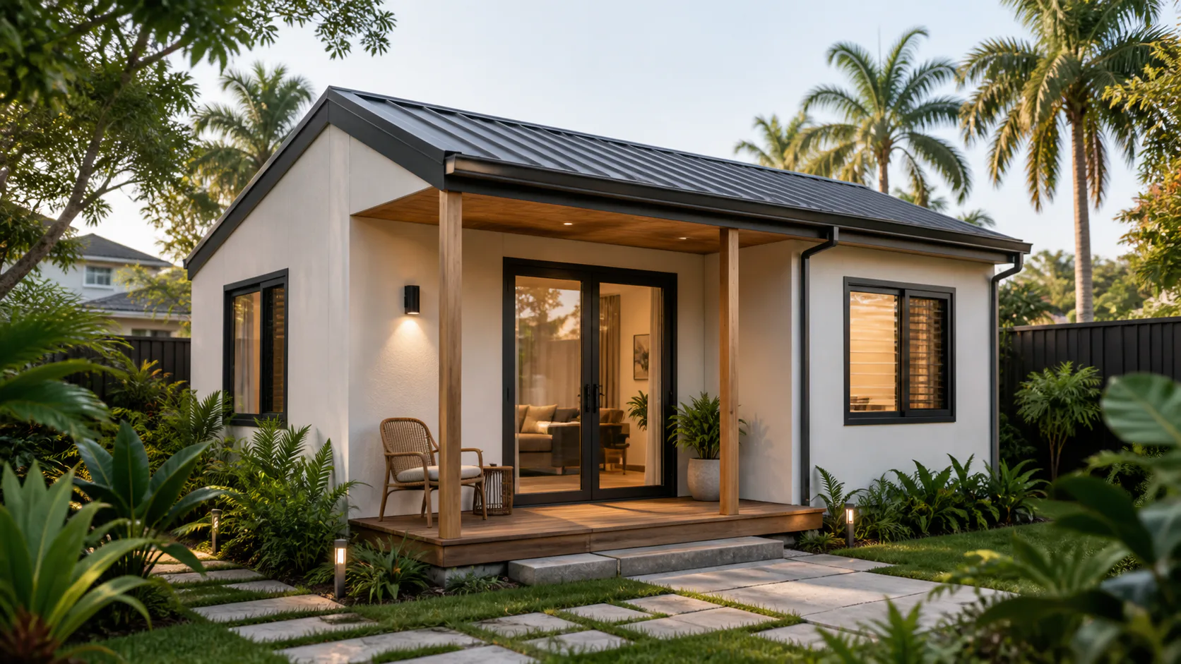 Compact garden accessory dwelling scene used for application planning