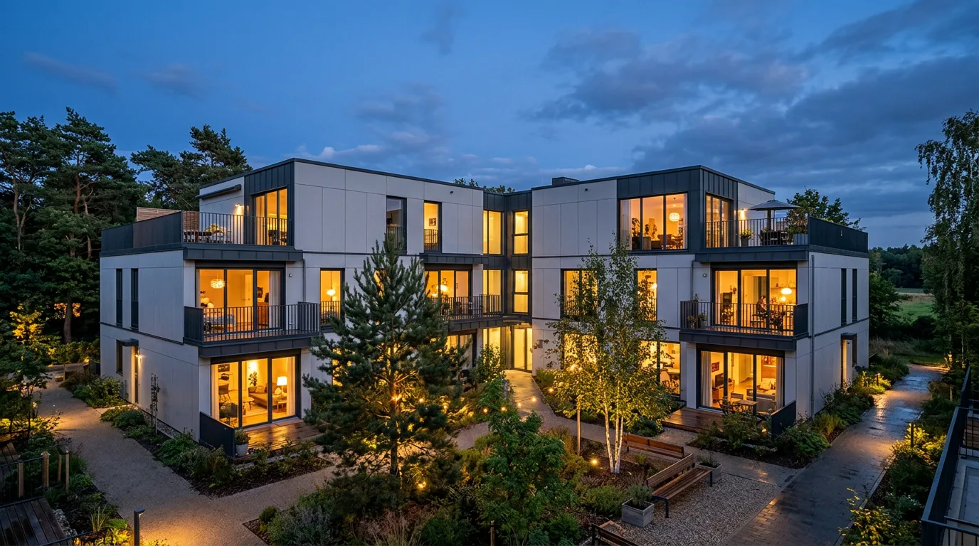 Low-rise residential buildings used as a multi-unit housing concept reference