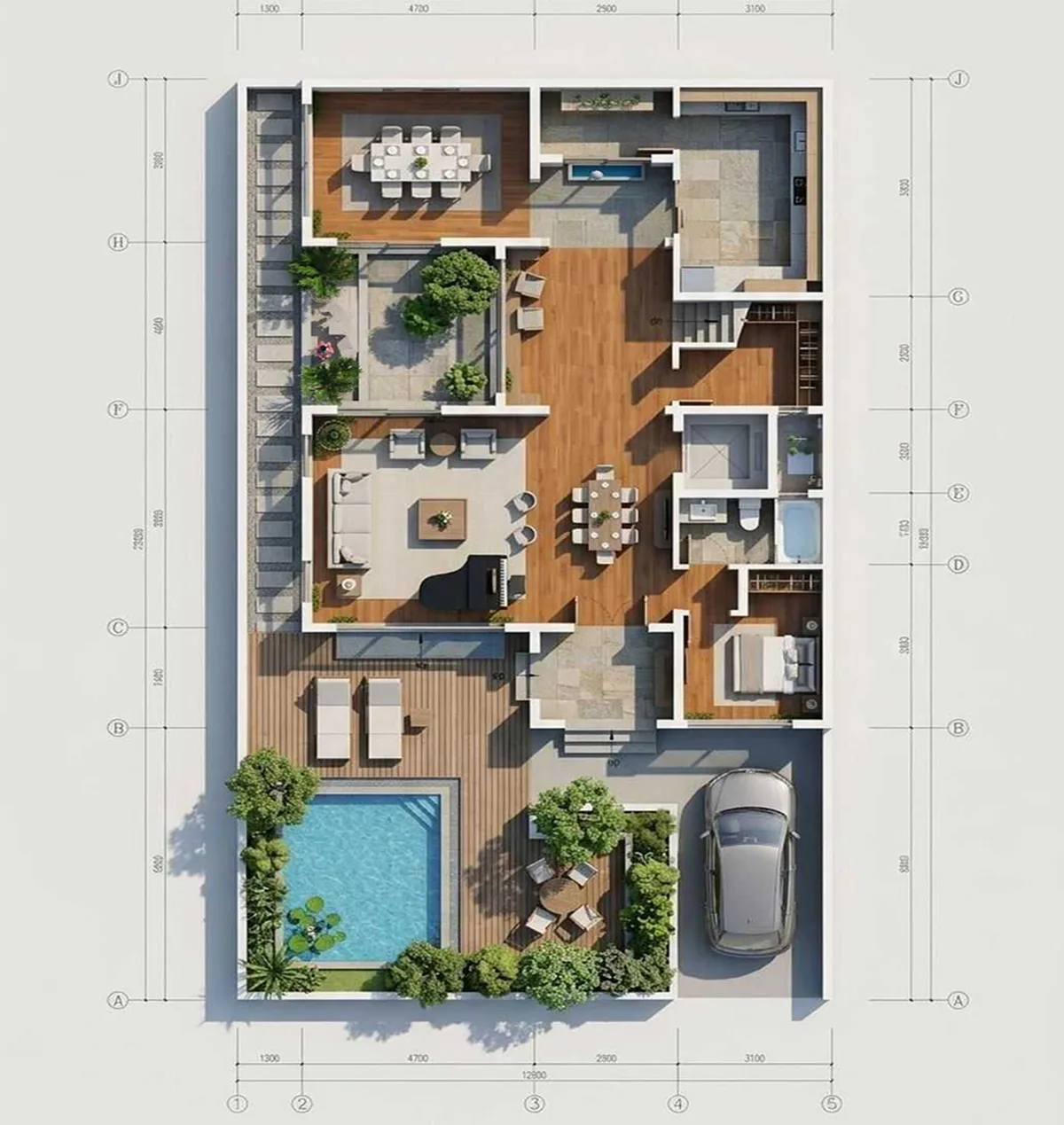 Residential layout reference for a villa on a 12 by 22 metre plot
