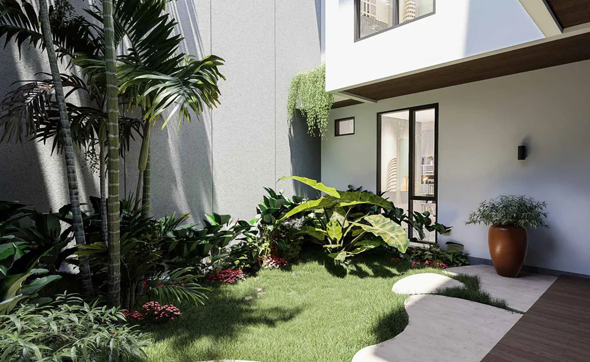 Landscaped private courtyard within the Type 10 residential design