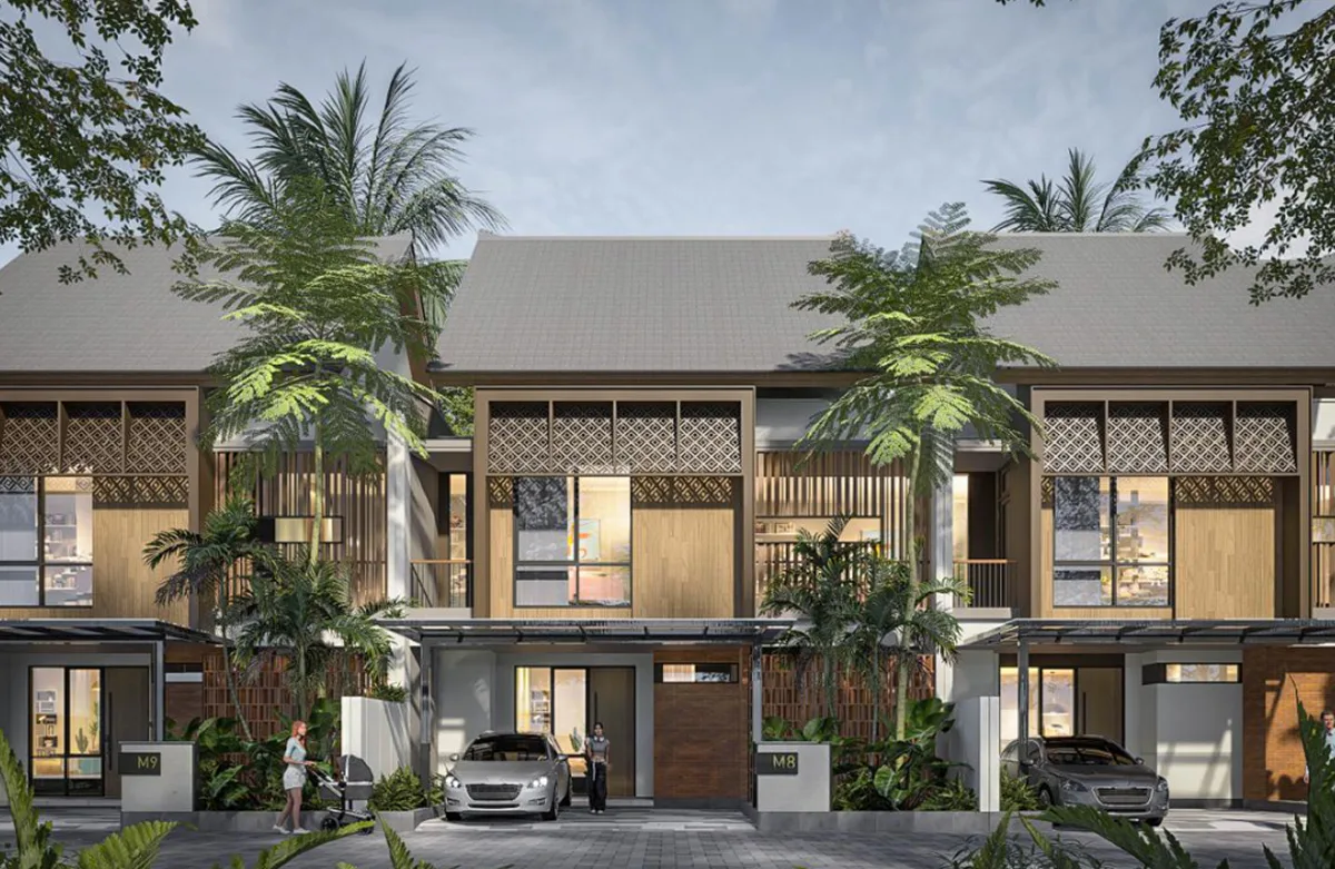 Daytime street view of the Gunung Agung Type 10 Standard Model Unit residential row